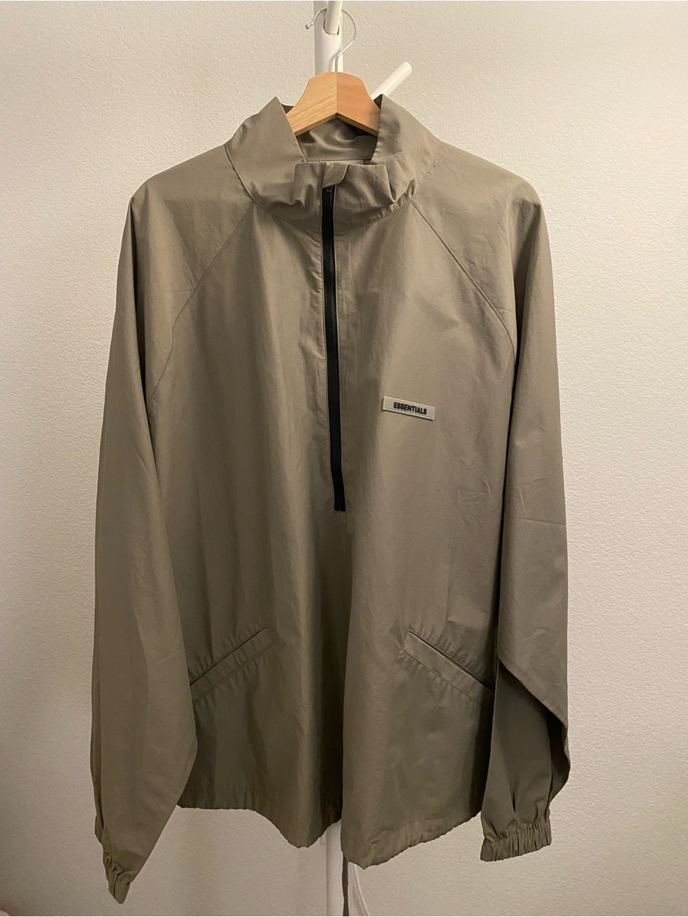 Fear of God Essentials Khaki Half-Zip Windbreaker